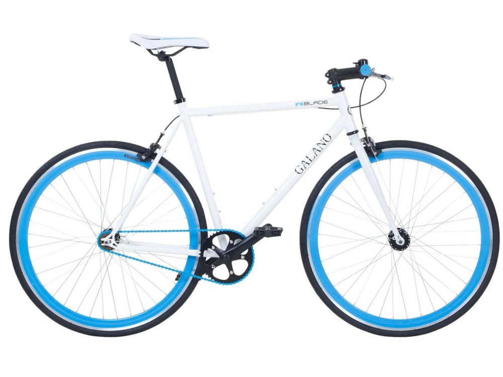 Niebiesko-biały rower "ostre koło" 
